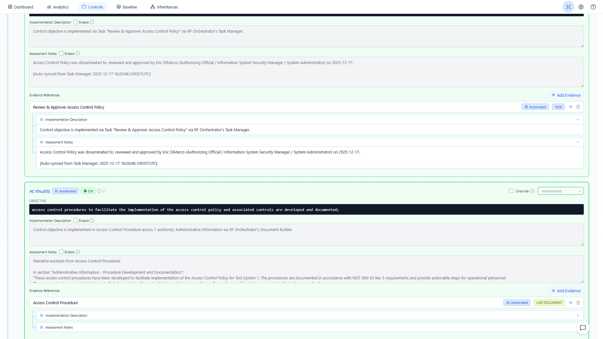 Controls automation profiles
