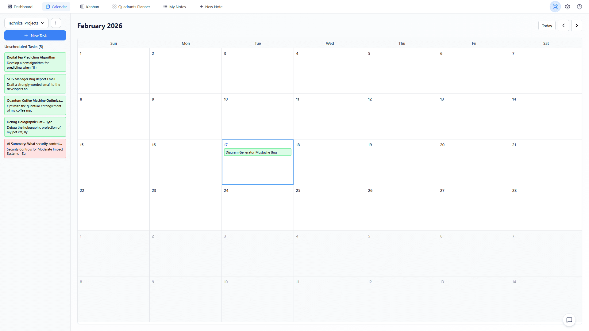 Personal Planner calendar