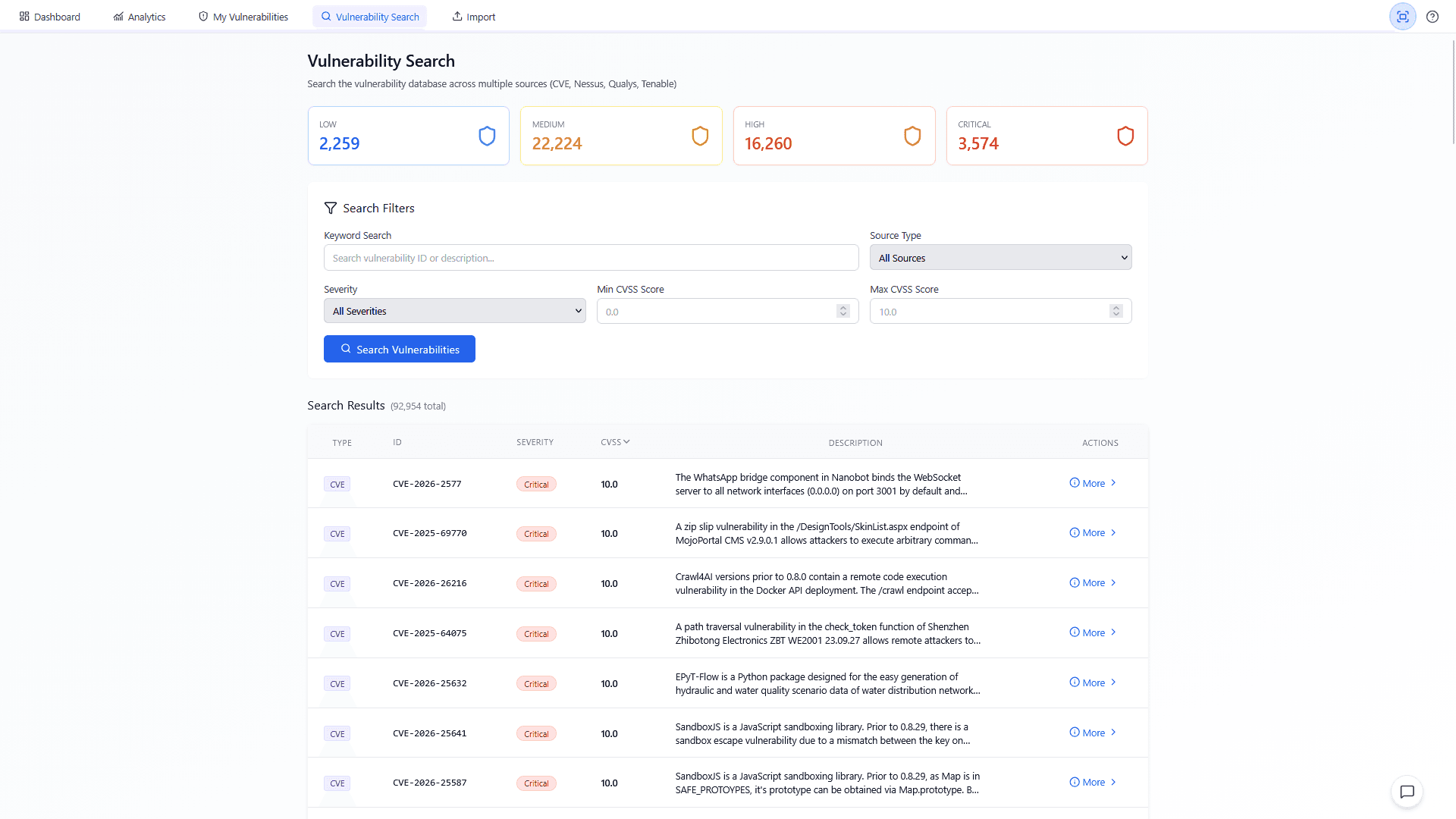 Vulnerability search